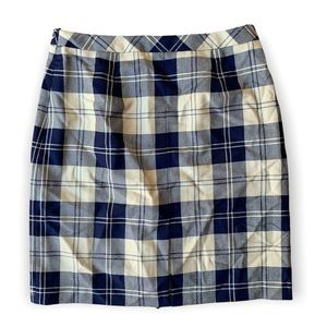 NWT Brooks Brothers navy blue Plaid Checkered Kick Pleat pencil Skirt